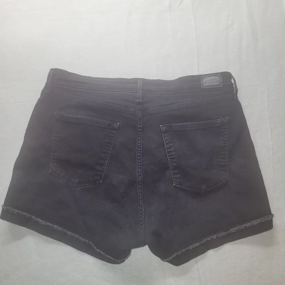 Signature Levis Womens High Rise black stretch Denim Shorts Size 16 - Picture 5 of 8